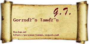 Gorzsás Tamás névjegykártya